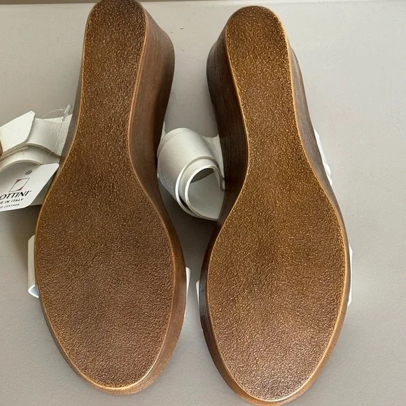 White Leather Wedge Sandals - Picture 3 of 4